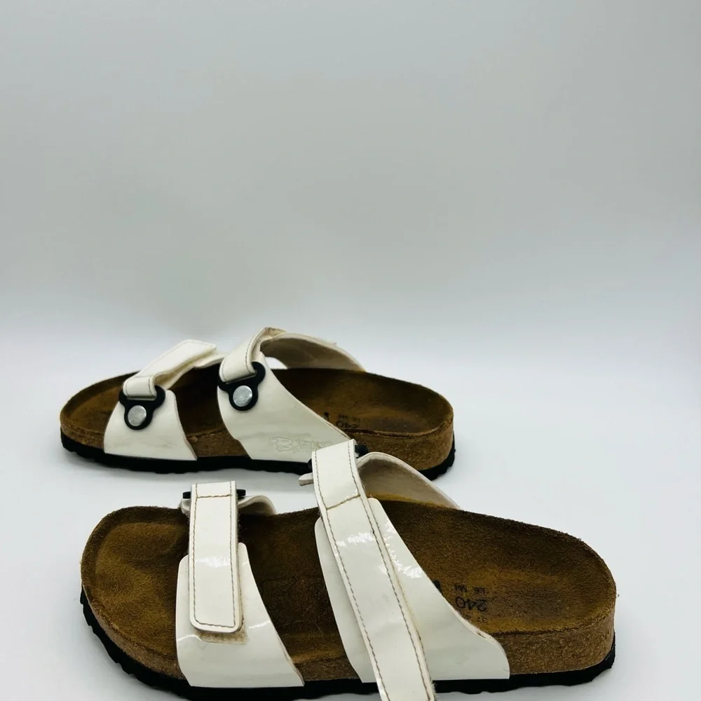 BIRKIES UNISEX WHITE VELCRO SLIP ON SANDALS SIZE W6 M4 - Picture 7 of 14